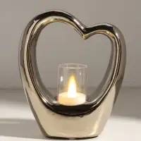 Подсвечник на 1 свечу &laquo;Сердце&raquo;, d=4 см, серебро, 14.5&times;6&times;17 см