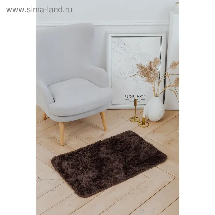 Коврик для ванной и туалета Доляна «Пушистик», 50×80 см, коричневый Коврик для ванной и туалета Доляна «Пушистик», 50×80 см, коричневый