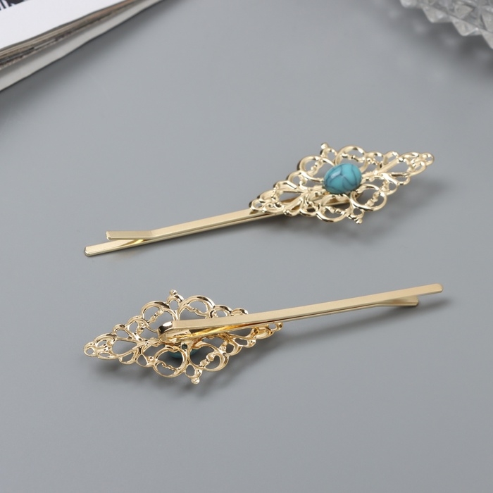 Невидимка для волос  Невидимка для волос "Олайн" (набор 2 шт) узоры, 7 см, золото