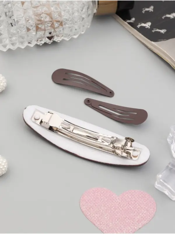 Набор для волос QF &laquo;Авиталь&raquo;, 4 резинки 6.5 см, заколка - автомат 9 см, 2 заколки 4.5 см, коричневый