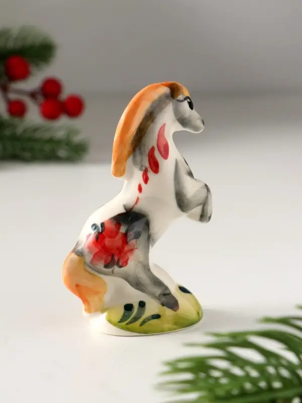 Сувенир Конь на дыбах, 8х5 см, гжель, цвет Сувенир Конь на дыбах, 8х5 см, гжель, цвет