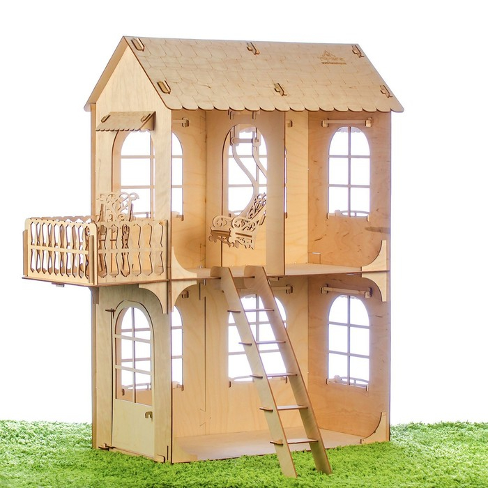 Кукольный дом, средний размер, фанера: 3 мм