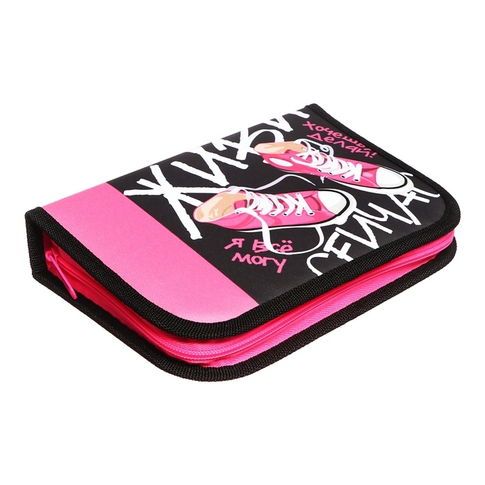 Пенал 3 секции, вкладка внутри, 140 х 210 х 40 мм, тканевый, Calligrata TOP Block  Пенал 3 секции, вкладка внутри, 140 х 210 х 40 мм, тканевый, Calligrata TOP Block "Кеды"