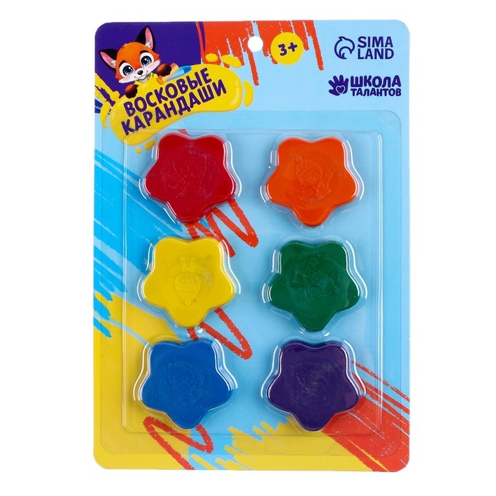 Восковые карандаши «Звезды», набор 6 цветов Восковые карандаши «Звезды», набор 6 цветов