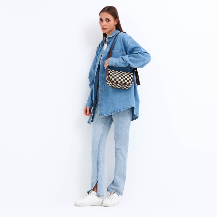 Сумка-кросс-боди на молнии, цвет бежевый/коричневый Сумка-кросс-боди на молнии, цвет бежевый/коричневый