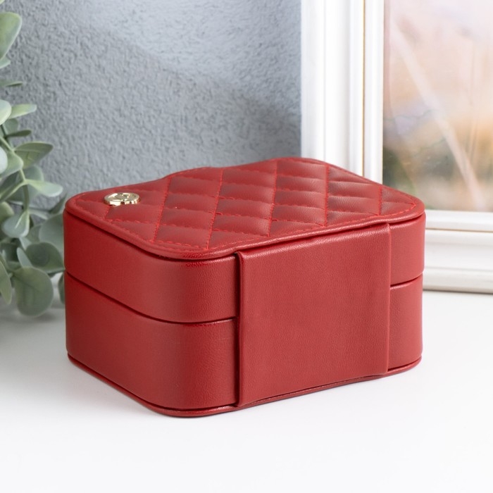 Шкатулка кожзам для украшений  Шкатулка кожзам для украшений "Стёганая матовая" бордовая 12х10х6,3 см