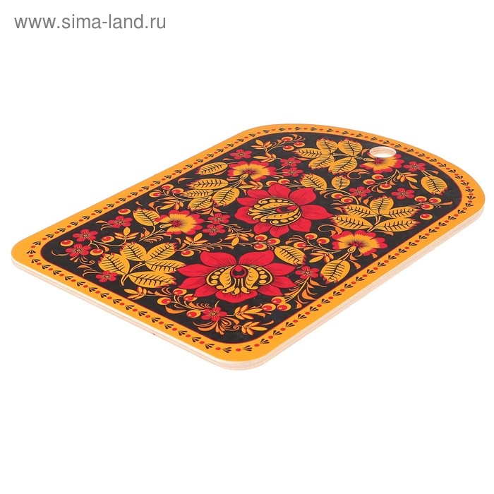 Доска разделочная сувенирная  Доска разделочная сувенирная "Хохлома, чёрный фон", 19,5×27,5 см