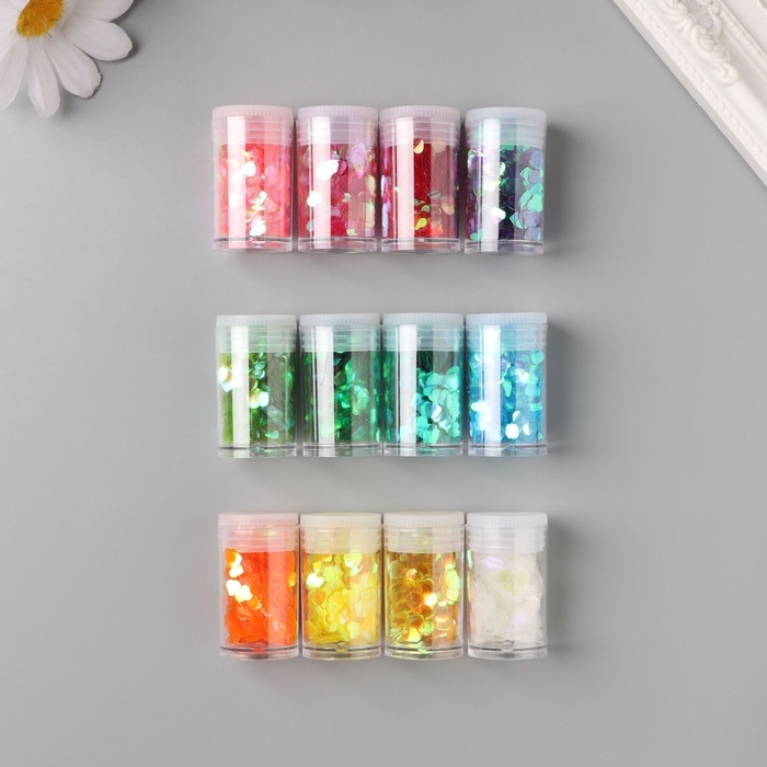 Декор для творчества в банке Декор для творчества в банке "Неоновые сердца" набор 12 шт 13,4х8,8х3 см