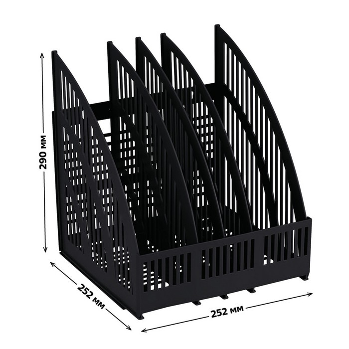 Лоток для бумаг cборный, вертикальный, LINE, 4 отделения, чёрный