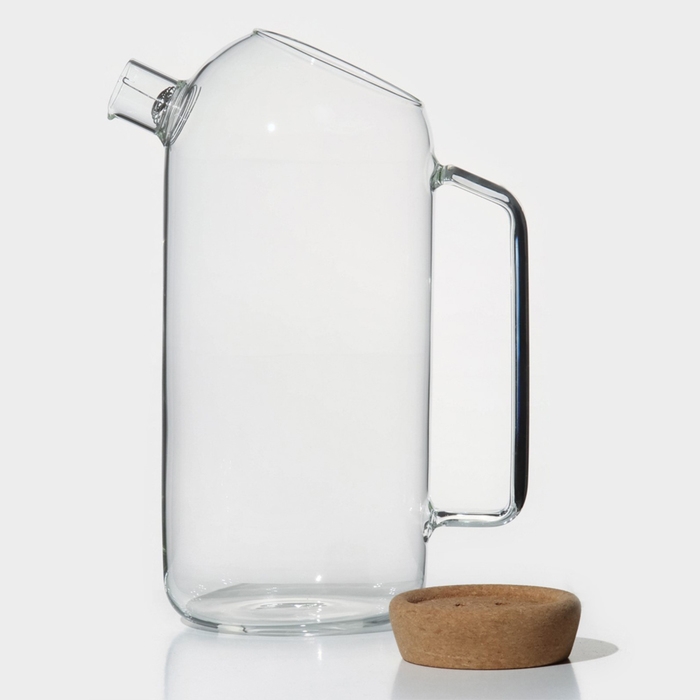 Кувшин для воды стеклянный с пробковой крышкой «Эко», 1,8 л, 17×10,5×22 см Кувшин для воды стеклянный с пробковой крышкой «Эко», 1,8 л, 17×10,5×22 см