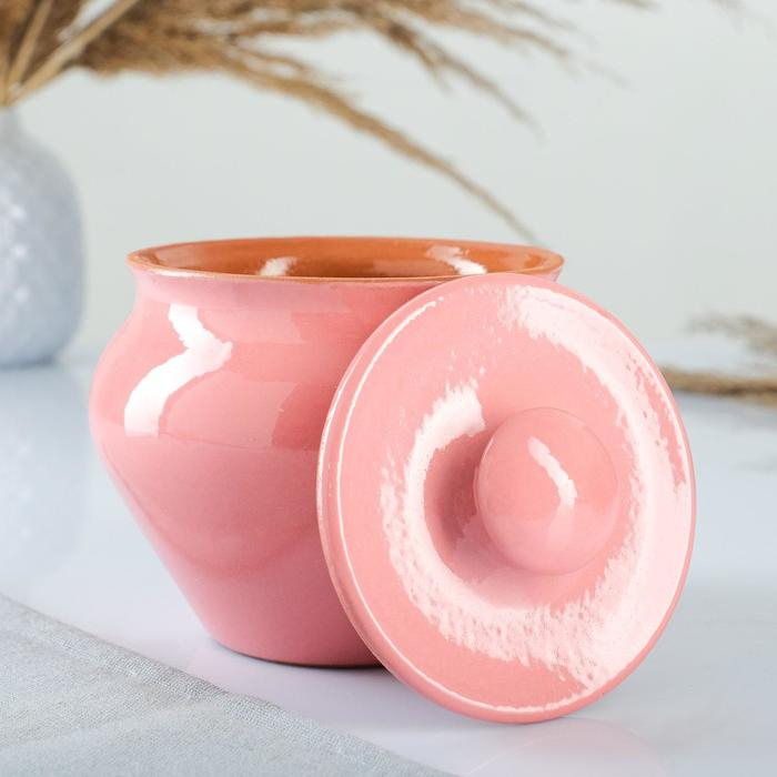 Набор  Набор "Вятская керамика Трио" 0,6 л х 3 шт + ухват, розовый