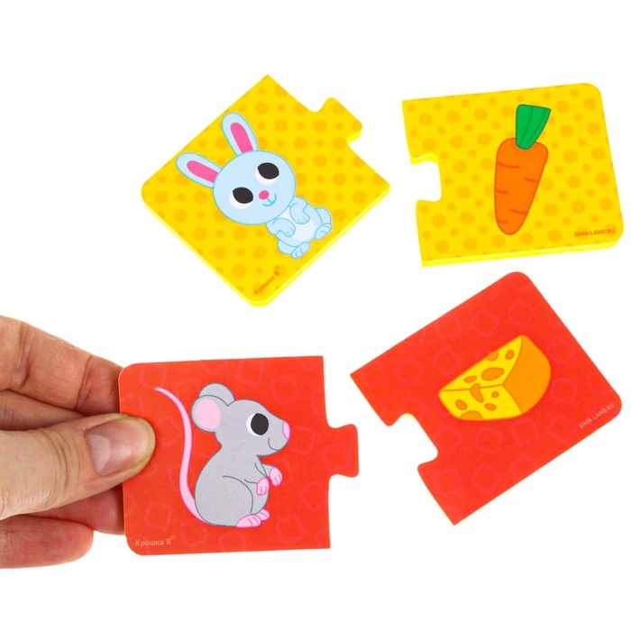 Мягкий пазл для малышей «Кто что ест?», 5 пазлов, Крошка Я Мягкий пазл для малышей «Кто что ест?», 5 пазлов, Крошка Я