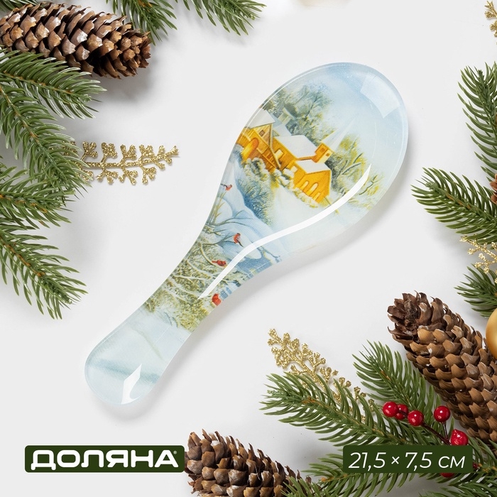 Подставка стеклянная под ложку Доляна «Новый Год», 21,5×7,5×1,5 см Подставка стеклянная под ложку Доляна «Новый Год», 21,5×7,5×1,5 см