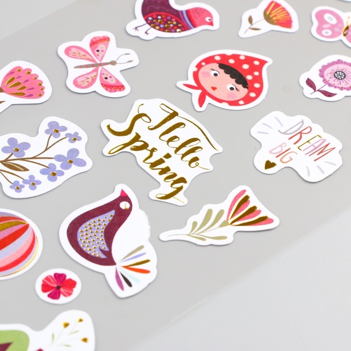 Наклейка пластик золотое тиснение Наклейка пластик золотое тиснение "Цветы и любовь" МИКС 10,5х23 см