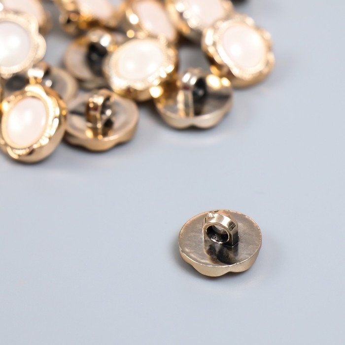 Набор пуговиц декоративных пластик "Ажурный цветок с жемчужинкой" набор 20 шт 1,2х1,2 см