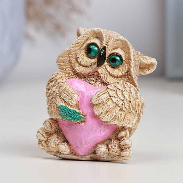 Фигура Фигура "Сова с сердцем" слоновая кость, 6х6х5см