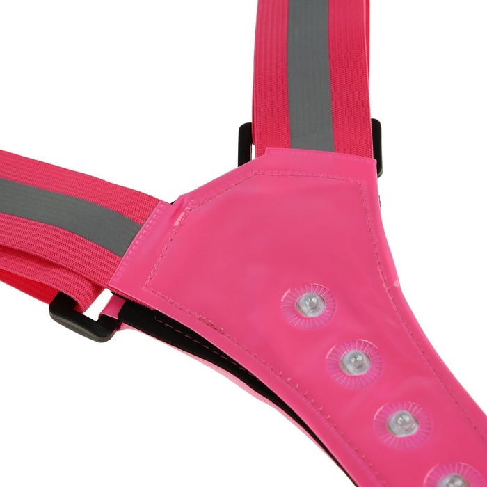 Жилет сигнальный, светоотражающий с регулируемым размером, розовый, LED сигнал, 4 режима Жилет сигнальный, светоотражающий с регулируемым размером, розовый, LED сигнал, 4 режима