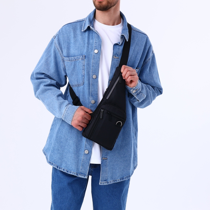 Сумка-слинг мужская из текстиля, цвет чёрный Сумка-слинг мужская из текстиля, цвет чёрный