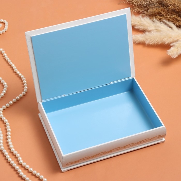 Шкатулка «Ветка розы», белая, 16 × 22 см, лаковая миниатюра