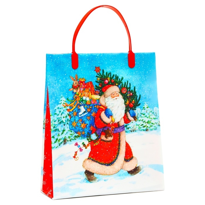 Пакет подарочный мягкий пластик Пакет подарочный мягкий пластик "Новогодние атрибуты" 140 мкм Сумка 26 х 22,5 х 8 см