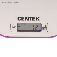 Весы кухонные Centek CT-2461, электронные, до 5 кг, серебристо-фиолетовые