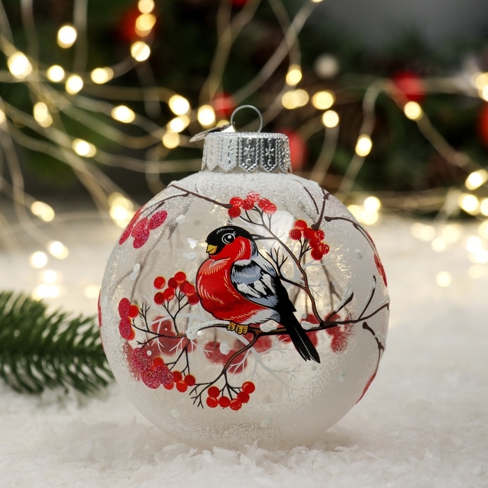 Шар Шар "Задумчивый снегирь", 100 мм., в подарочной упаковке