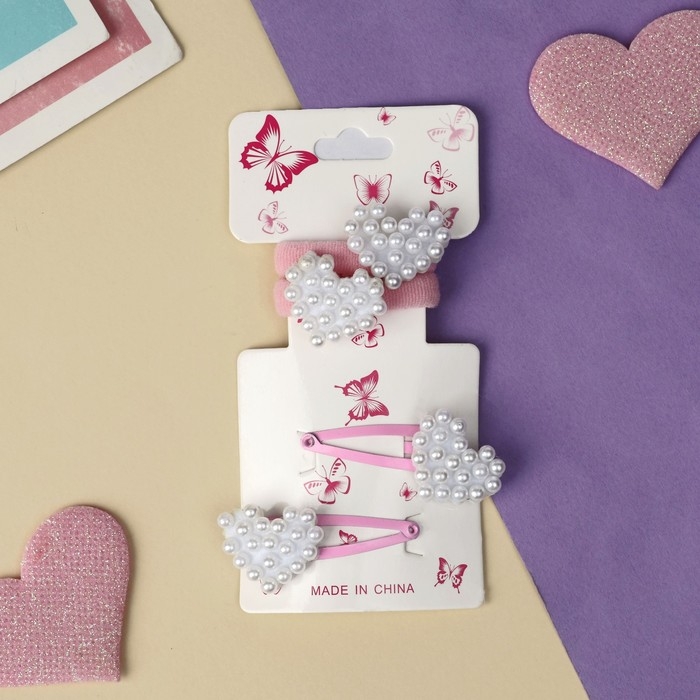 Набор для волос Набор для волос "Жаннет" (2 резинки, 2 невидимки) сердца