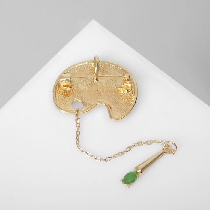 Брошь-кулон «Палитра» с кистью, цветная в золоте Брошь-кулон «Палитра» с кистью, цветная в золоте