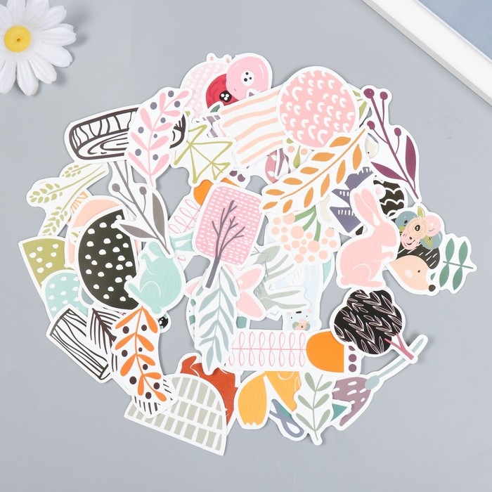 Наклейки для творчества Наклейки для творчества "Лесные звери" набор 50 шт 7х4 см