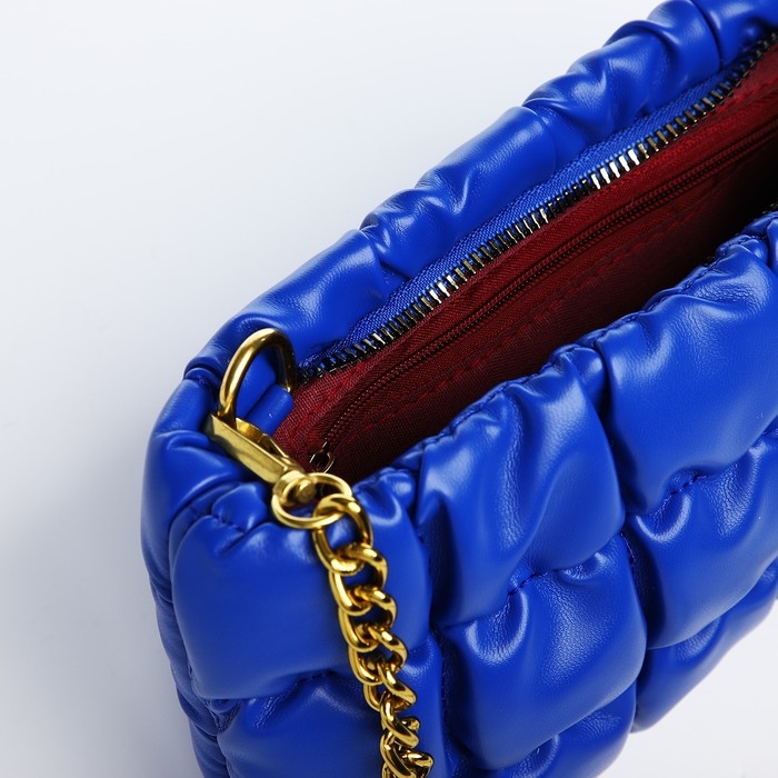 Сумка-клатч на молнии, длинная цепь, цвет синий