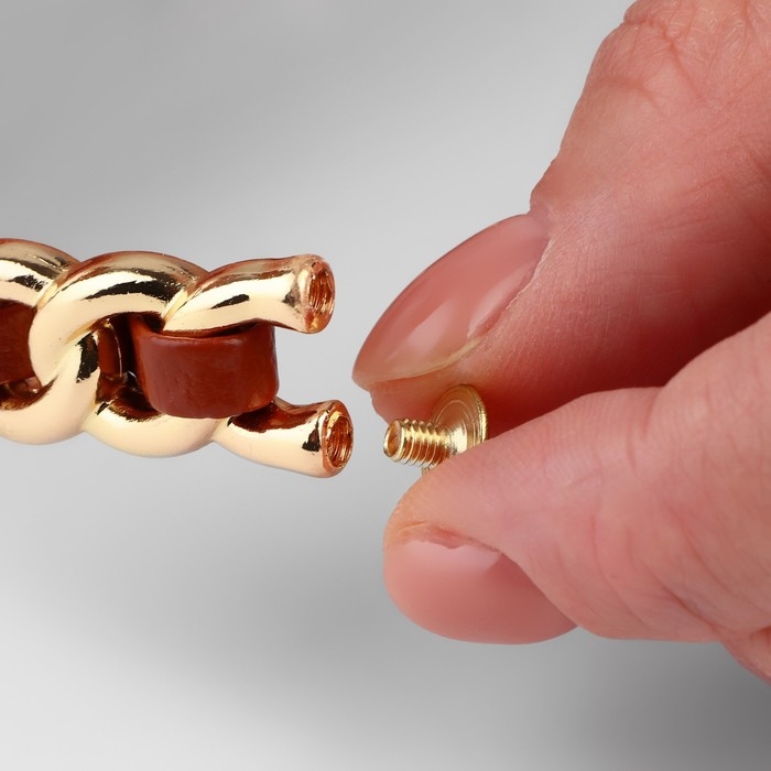 Ручка для сумки, металлическая, с винтами для крепления, 12,8 × 6,5 см, цвет золотой/коричневый Ручка для сумки, металлическая, с винтами для крепления, 12,8 × 6,5 см, цвет золотой/коричневый