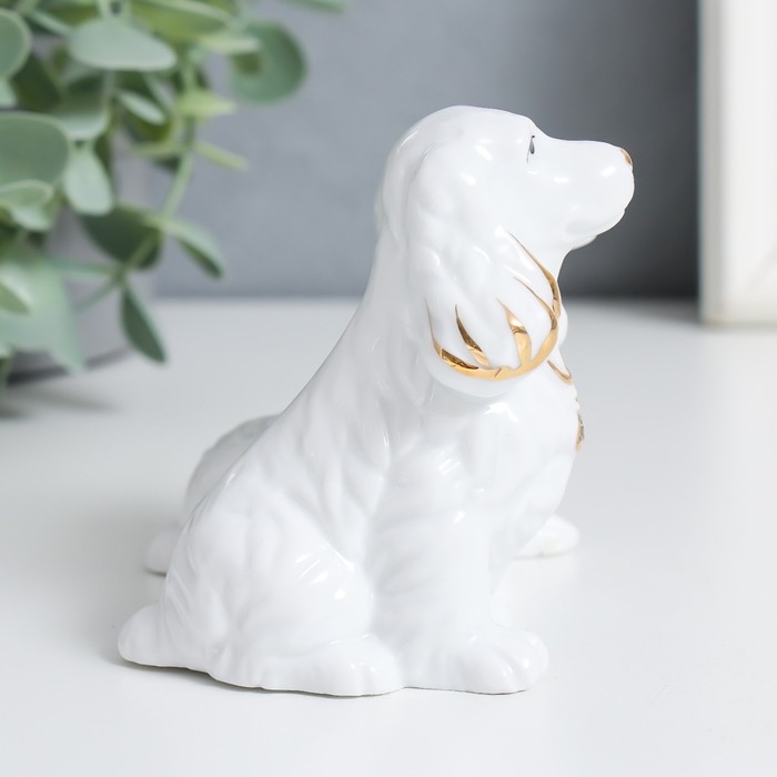 Сувенир керамика Сувенир керамика "Собачки породы спаниель" белый, стразы 8,2х9,3х7,3 см