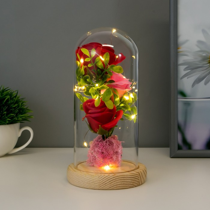 Ночник-колба Ночник-колба "Три розы" LED от батареек 3хААА 11х11х21,5 см RISALUX