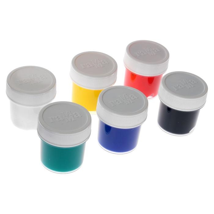 Краска акриловая, набор 6 цветов х 20 мл, Гамма Краска акриловая, набор 6 цветов х 20 мл, Гамма "Хобби", морозостойкая, глянцевая, 3012196