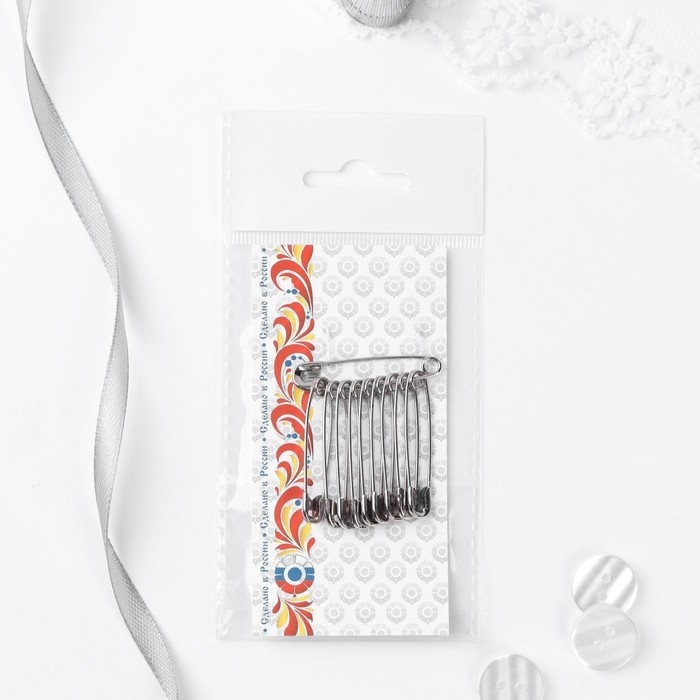 Булавки английские, 35 мм, 10 шт, цвет никель Булавки английские, 35 мм, 10 шт, цвет никель