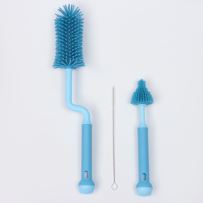 Набор ёршиков для бутылочек и сосок, 3 шт., цвет голубой Набор ёршиков для бутылочек и сосок, 3 шт., цвет голубой