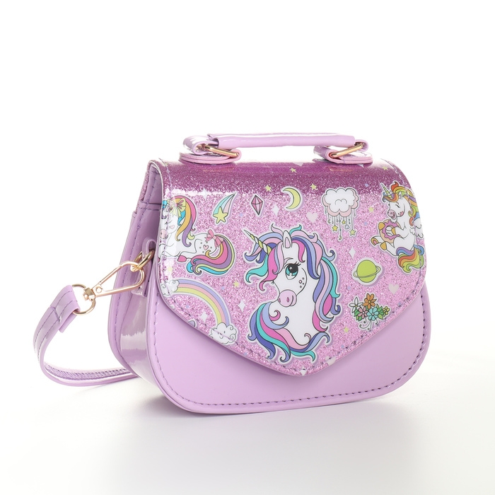 Сумка детская для девочки на клапане «Выбражулька», цвет сиреневый