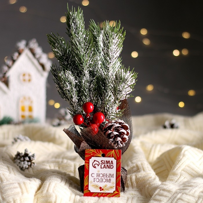 Новогодняя композиция «Новогодние веточки с шишками» 20 × 22 × 27 см Новогодняя композиция «Новогодние веточки с шишками» 20 × 22 × 27 см