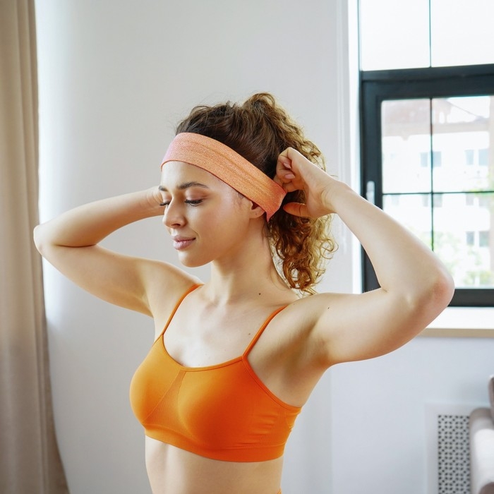 Повязка на голову ONLYTOP, цвет оранжевый Повязка на голову ONLYTOP, цвет оранжевый