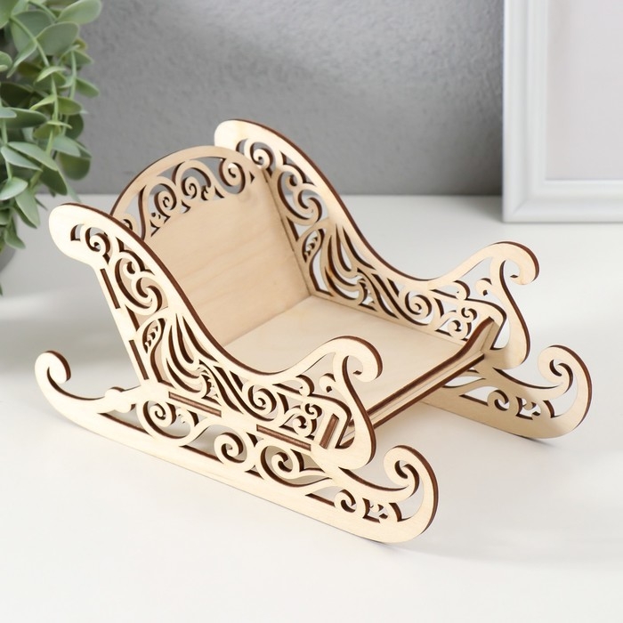 Шкатулка-сани  Шкатулка-сани "Узор" 21х10х10,5 см (набор 5 деталей)