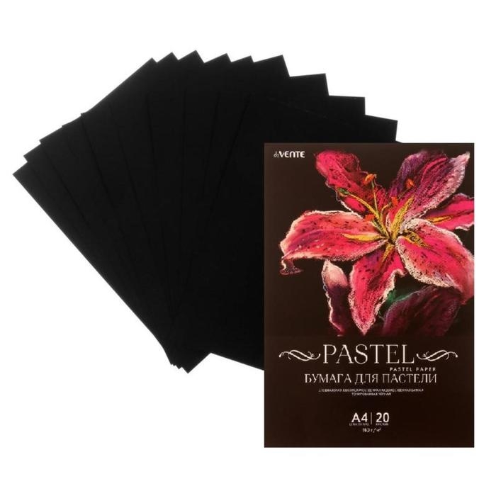 Бумага для пастели А4, deVENTE, набор 20 листов, 160 г/м2, чёрная, в пакете Бумага для пастели А4, deVENTE, набор 20 листов, 160 г/м2, чёрная, в пакете