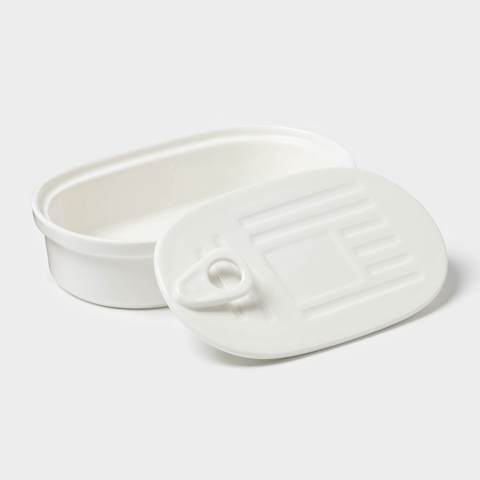 Паштетница Magistro, 17,5×11×4 см, с крышкой, фарфор, белая Паштетница Magistro, 17,5×11×4 см, с крышкой, фарфор, белая