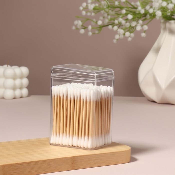 Органайзер для ватных палочек, с крышкой, 6.5×5.8×9.5 см, в пакете, прозрачный Органайзер для ватных палочек, с крышкой, 6.5×5.8×9.5 см, в пакете, прозрачный