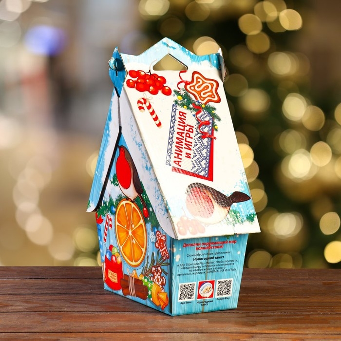 Новый год. Подарочная коробка Новый год. Подарочная коробка "Скворечник солнечный", 26 х 11 х 20,5 см.