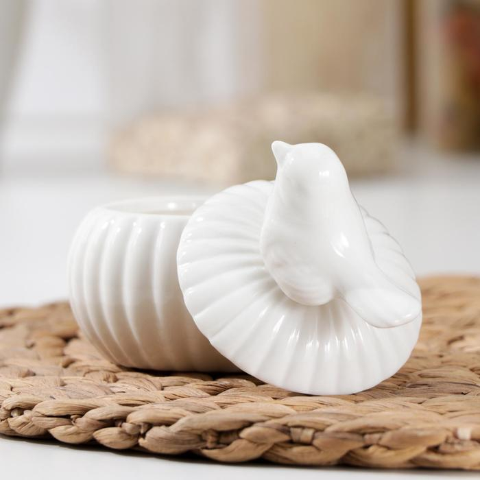 Банка керамическая для специй &laquo;Соловушка&raquo;, 130 мл, керамическая, цвет белый