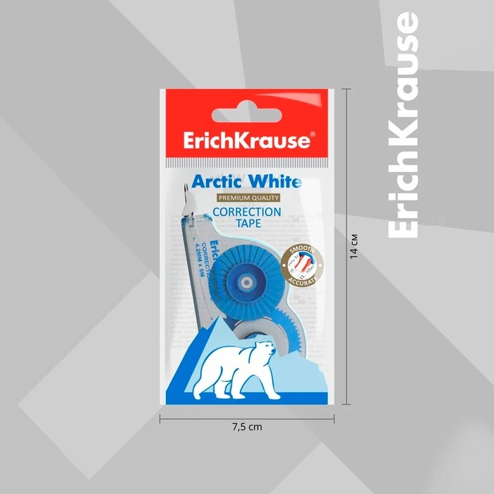 Корректирующая лента 4,2 мм х 5 м, ErichKrause Arctic white, супер-белая, европодвес Корректирующая лента 4,2 мм х 5 м, ErichKrause Arctic white, супер-белая, европодвес