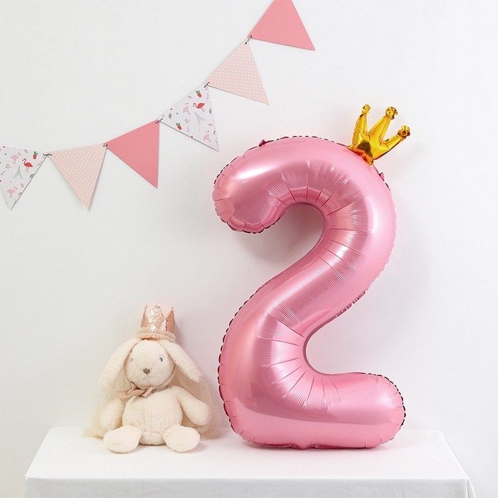 Шар фольгированный 40 Шар фольгированный 40" «Цифра 2 с короной», цвет розовый