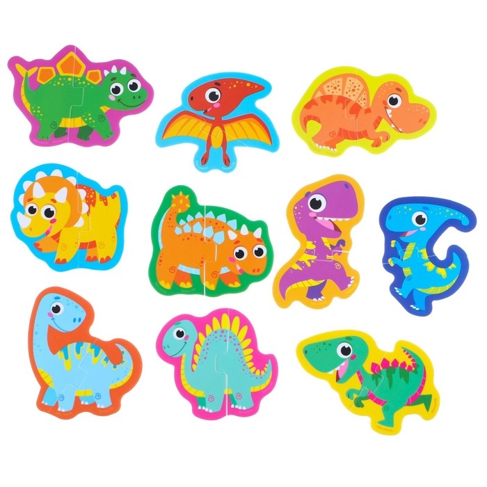 Мягкий пазл для малышей «Динозаврики», 10 пазлов, Крошка Я Мягкий пазл для малышей «Динозаврики», 10 пазлов, Крошка Я