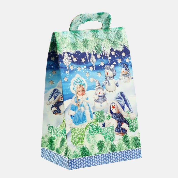 Новый год. Подарочная коробка новогодняя Сумочка мини Новый год. Подарочная коробка новогодняя Сумочка мини "Краски зимы" 140 x 100 x 223 см.