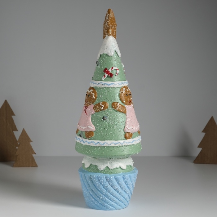 Сувенир керамика свет Сувенир керамика свет "Пряничная ёлочка с печенюшками" зелёная 10х10х31 см